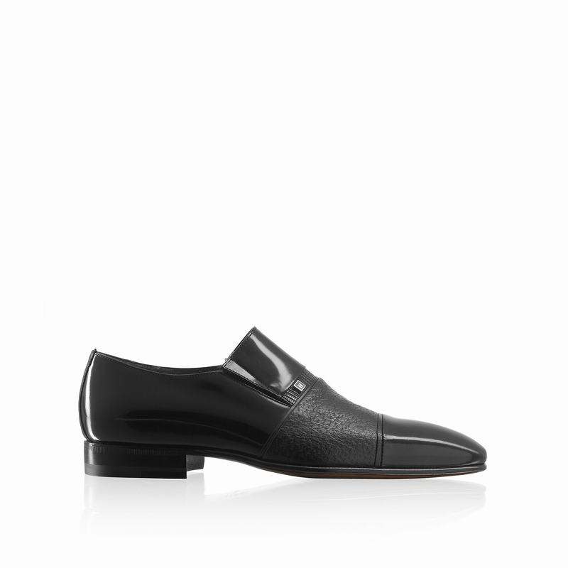 Russell & Bromley Lugano Mens Slip-On Toe-Cap Loafers Black |IIN6787ID|